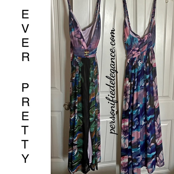 Ever Pretty Dresses & Skirts - Ever Pretty Multicolor Floral Jeweled Bodice Flowy Maxi Dress Size 2XL